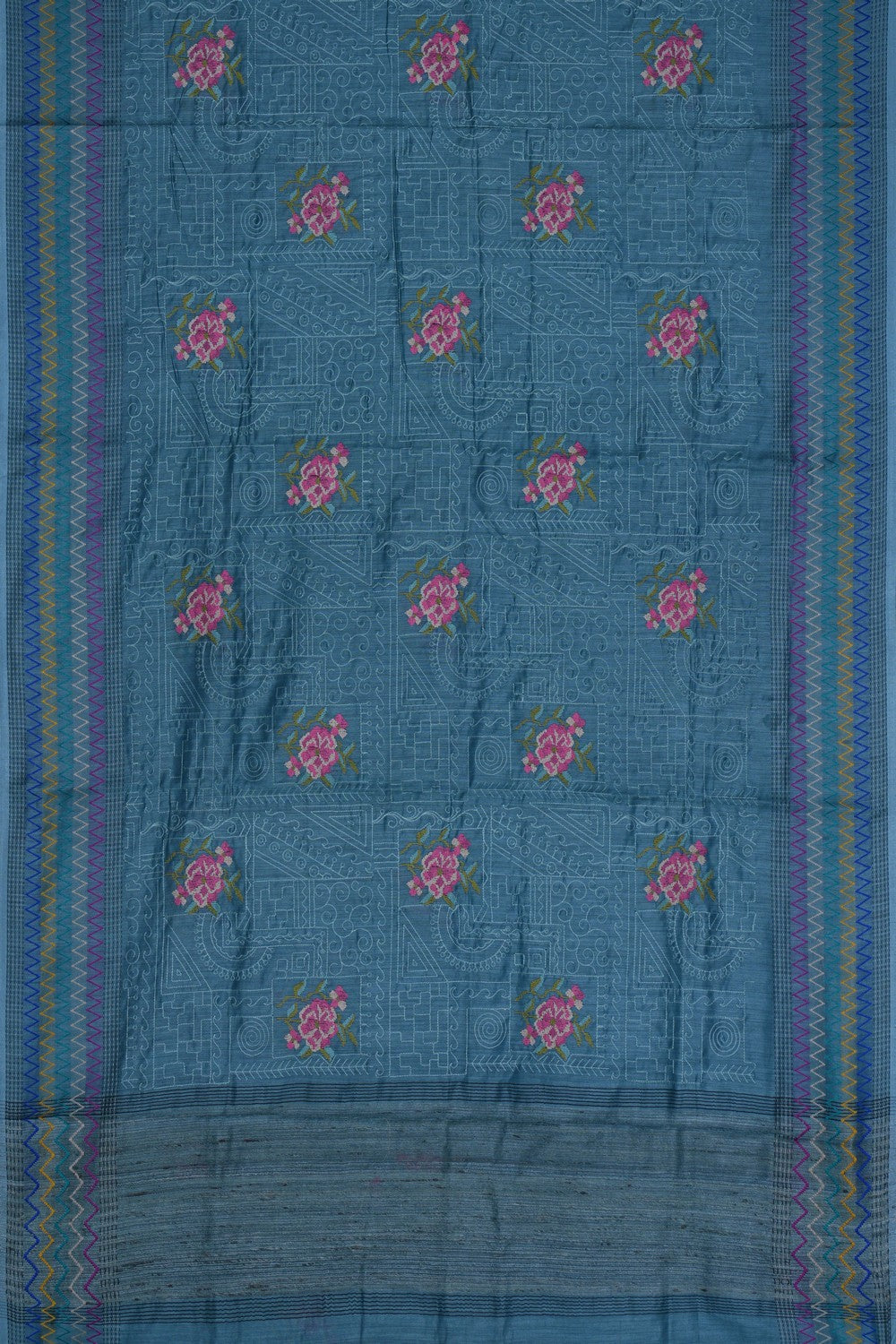 Image of A Tussar Silk Blue Saree