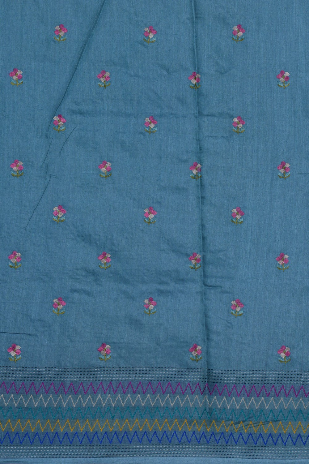 Image of A Tussar Silk Blue Saree