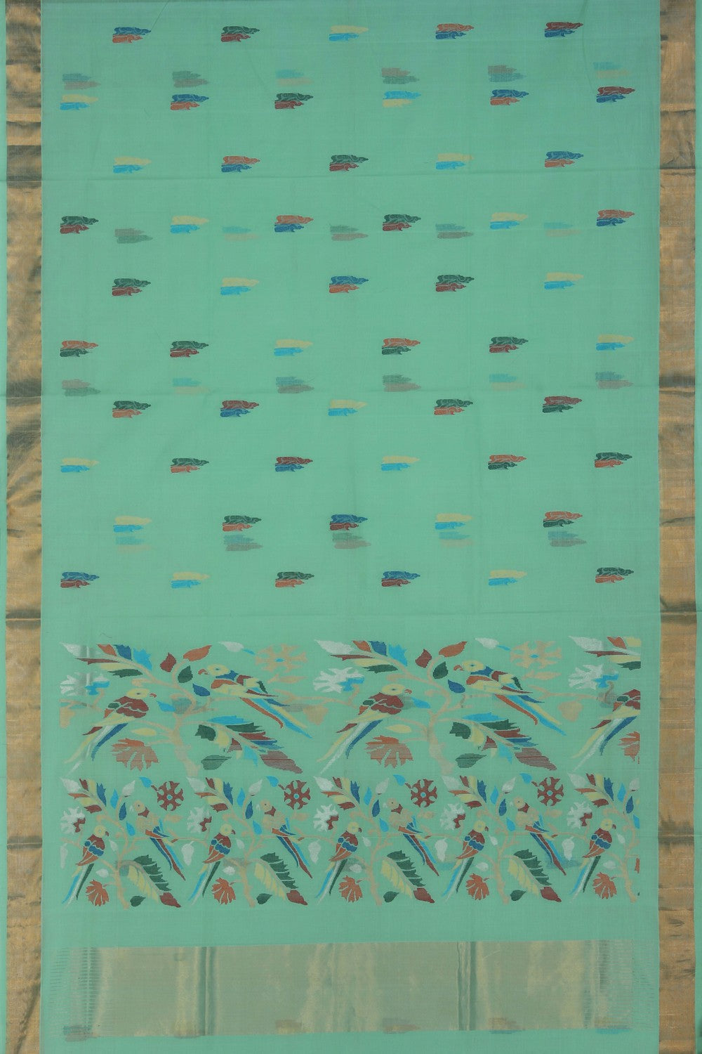 Image of Uppada Cotton Serene Green Saree