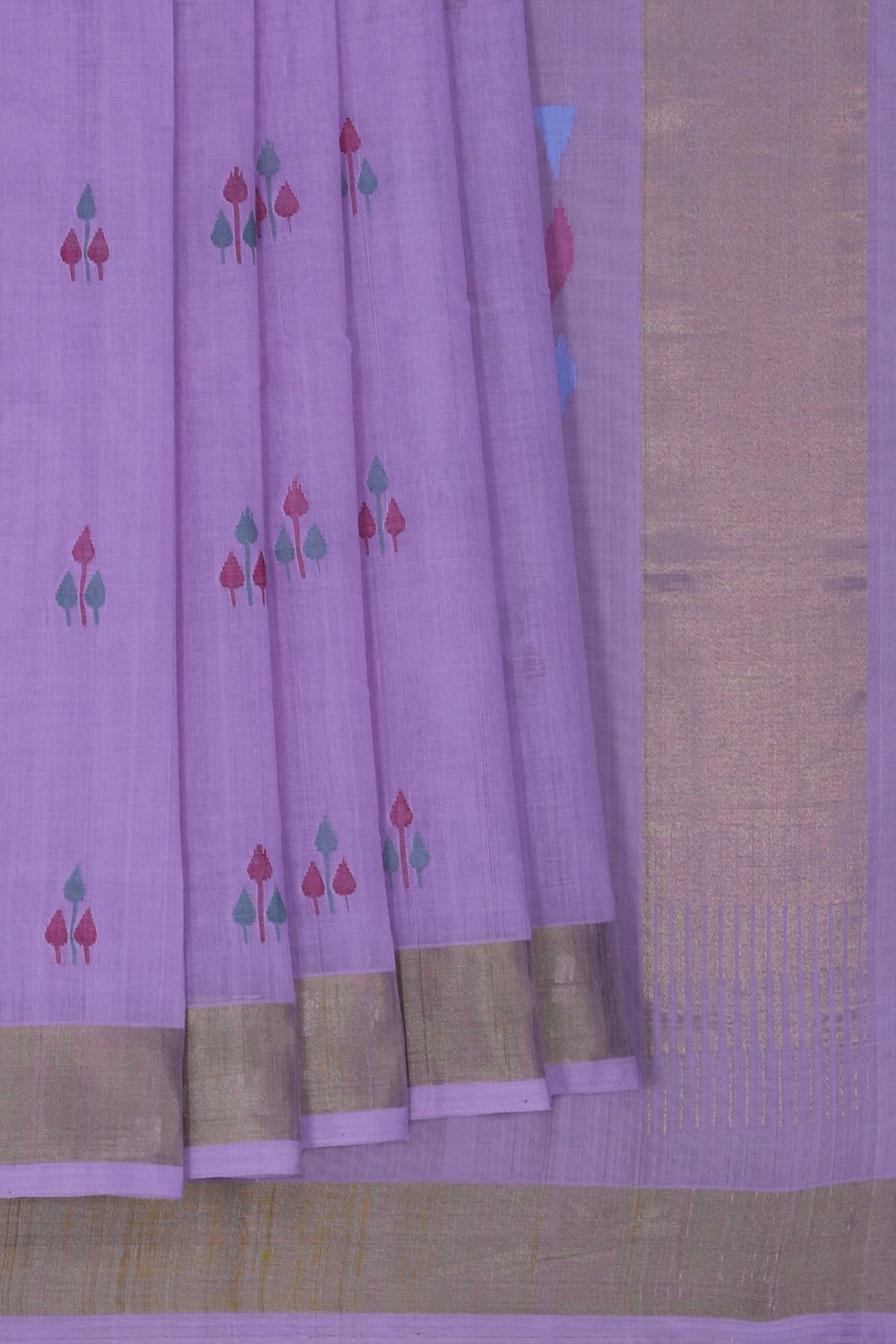 Image of Uppada Cotton Lavender-Purple Saree