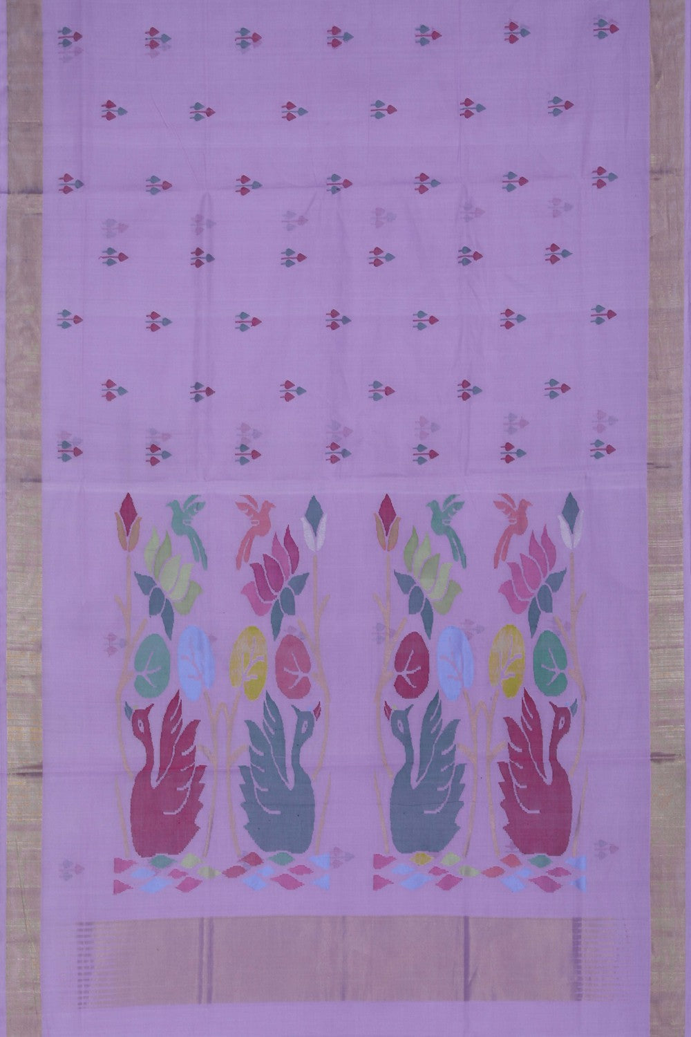 Image of Uppada Cotton Lavender-Purple Saree