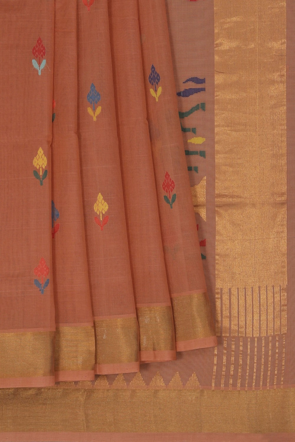 Image of Uppada Cotton Orange Saree