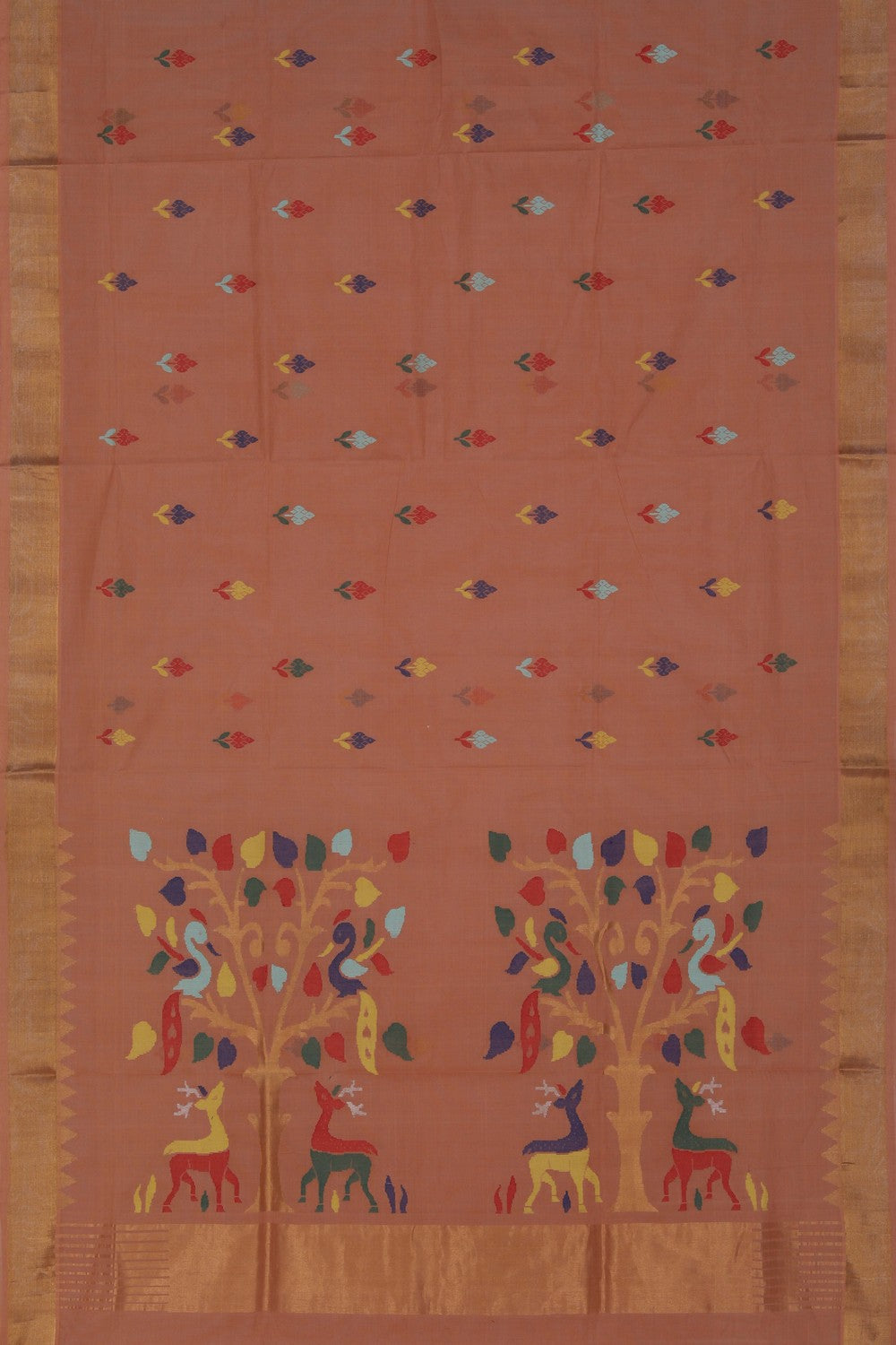 Image of Uppada Cotton Orange Saree