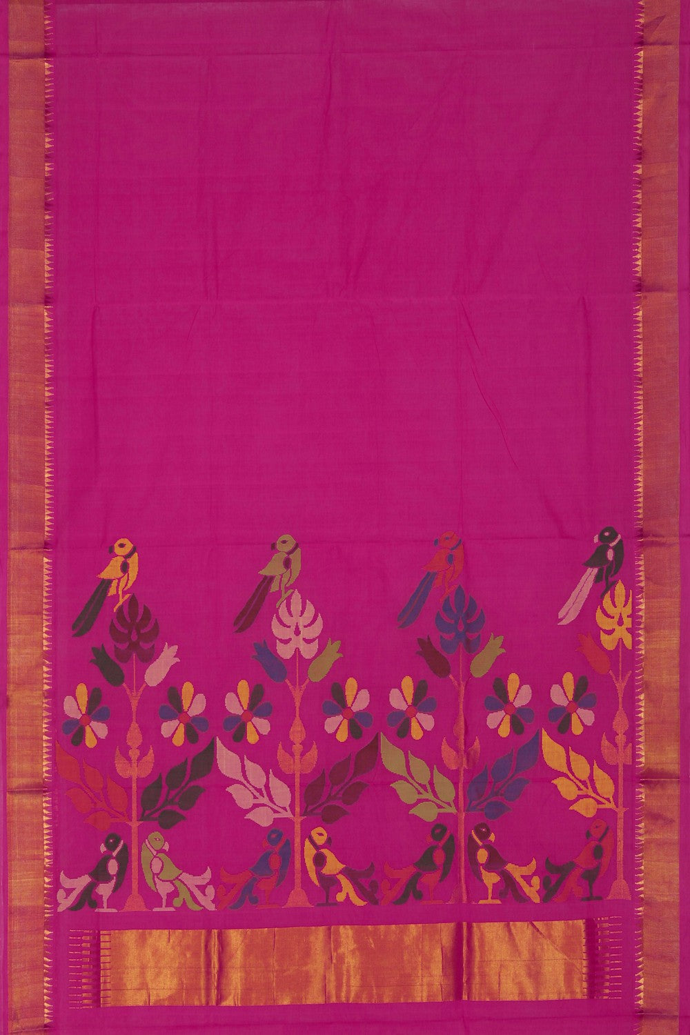 Image of Uppada Cotton Pink Saree