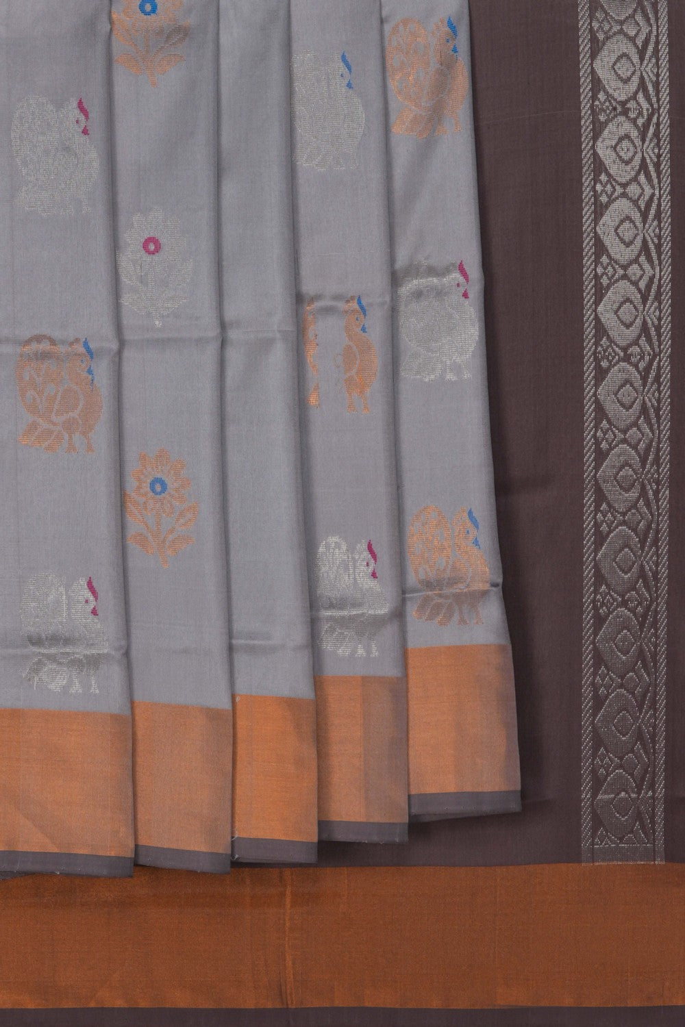 Image of Grey Uppada Silk Saree