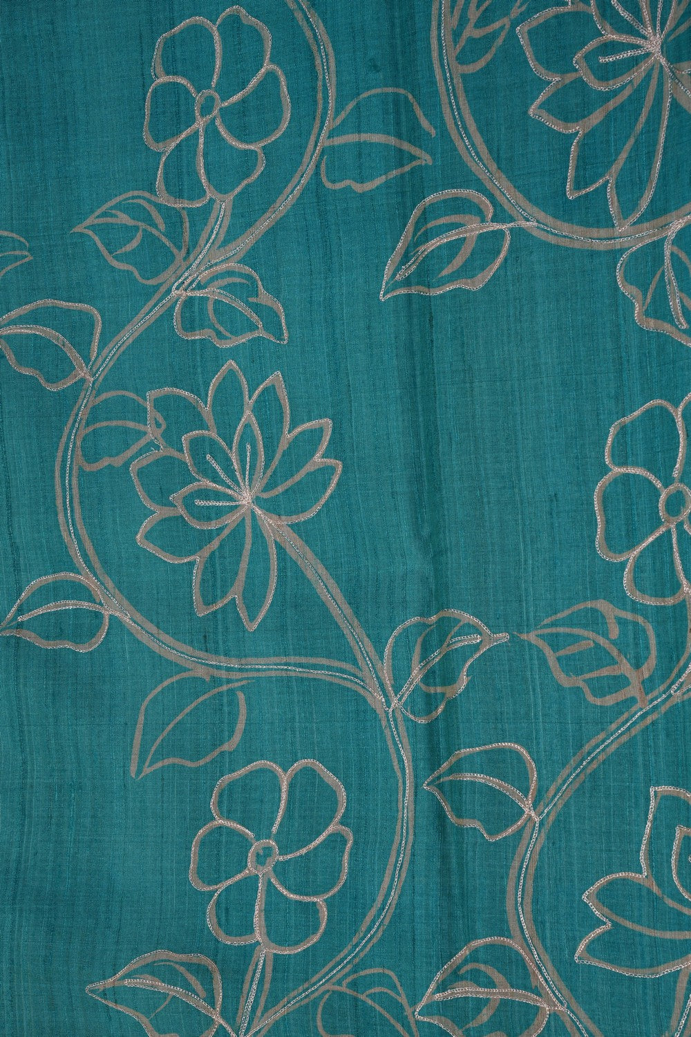 Image of A Bhagalpur Tussar Silk Turquoise-Green Saree