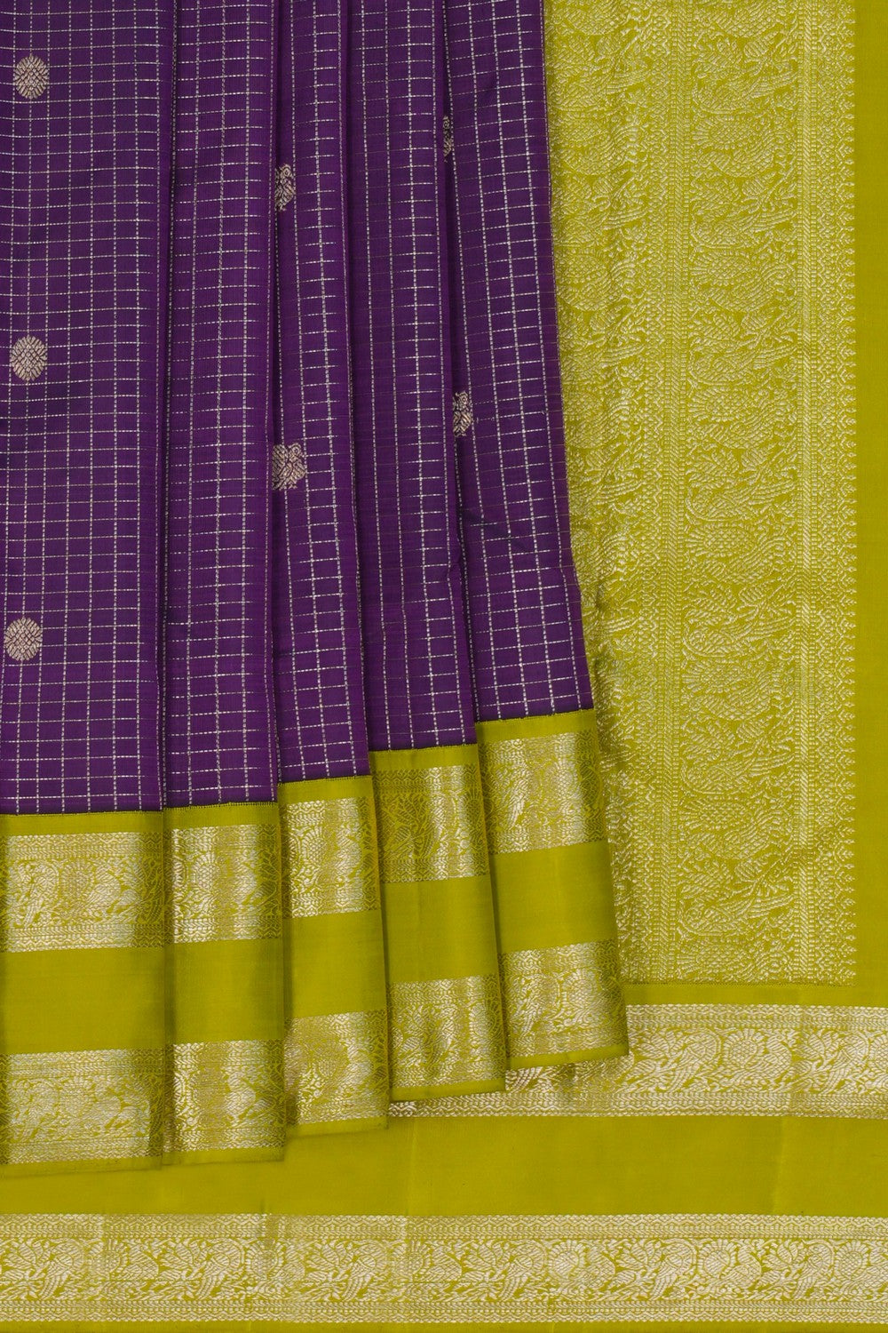 Image of Arani Silk Kattam Purple Saree