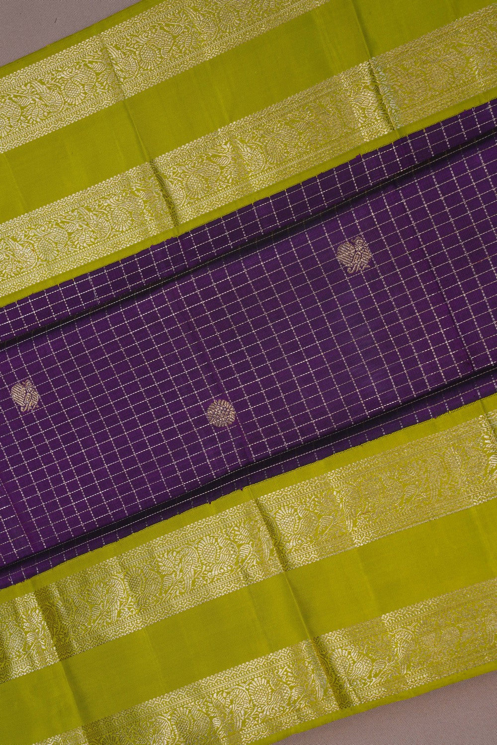 Image of Arani Silk Kattam Purple Saree