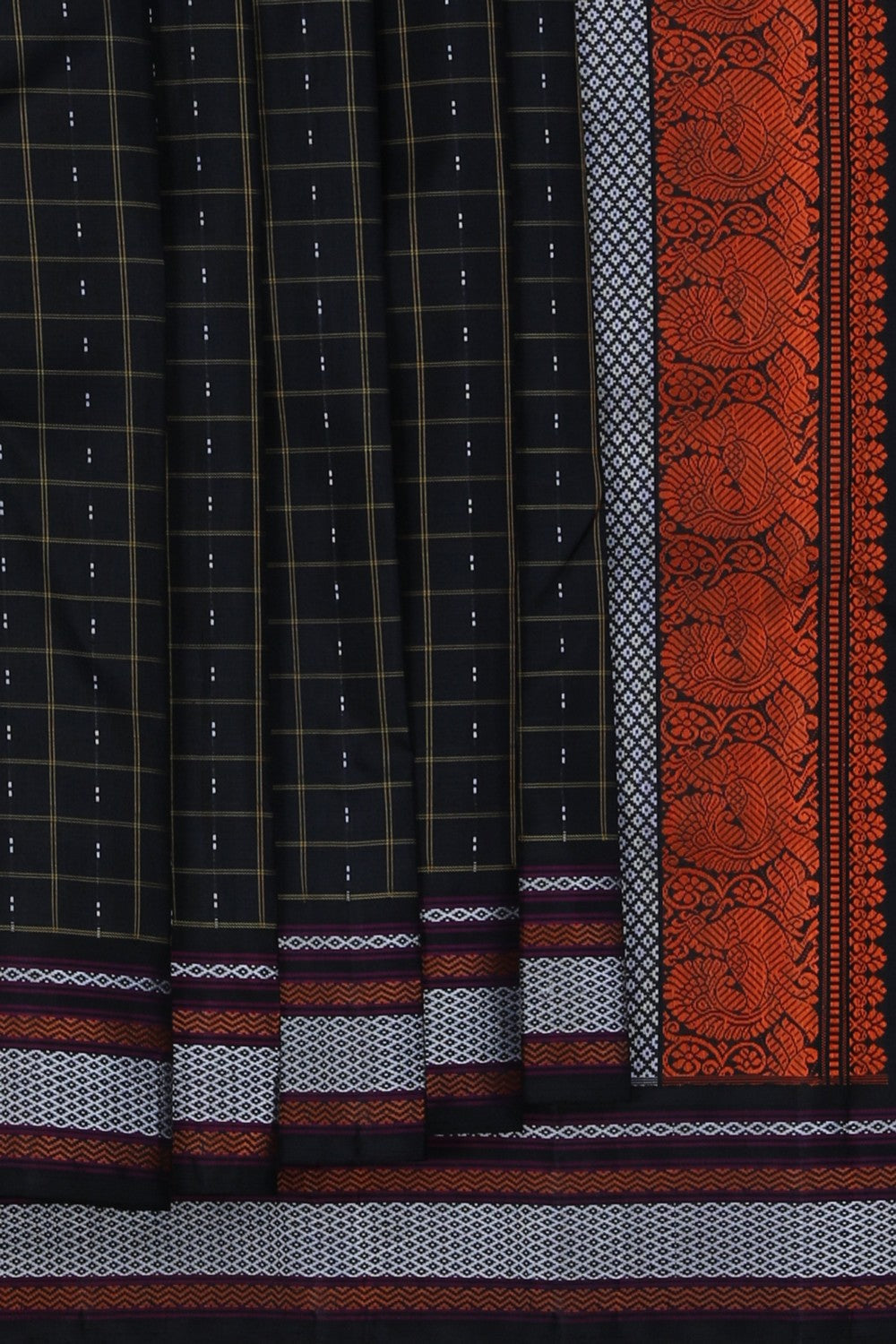 Image of Arani Silk Kattam Black Saree