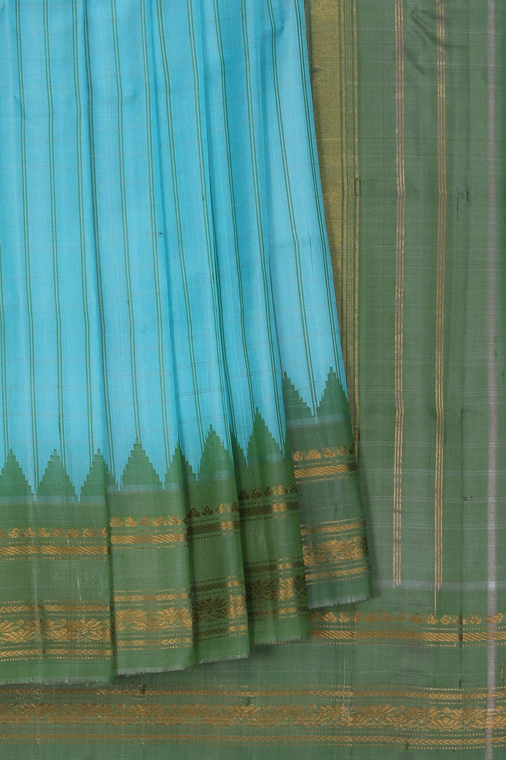 Image of Gadwal Silk Sky Blue Saree