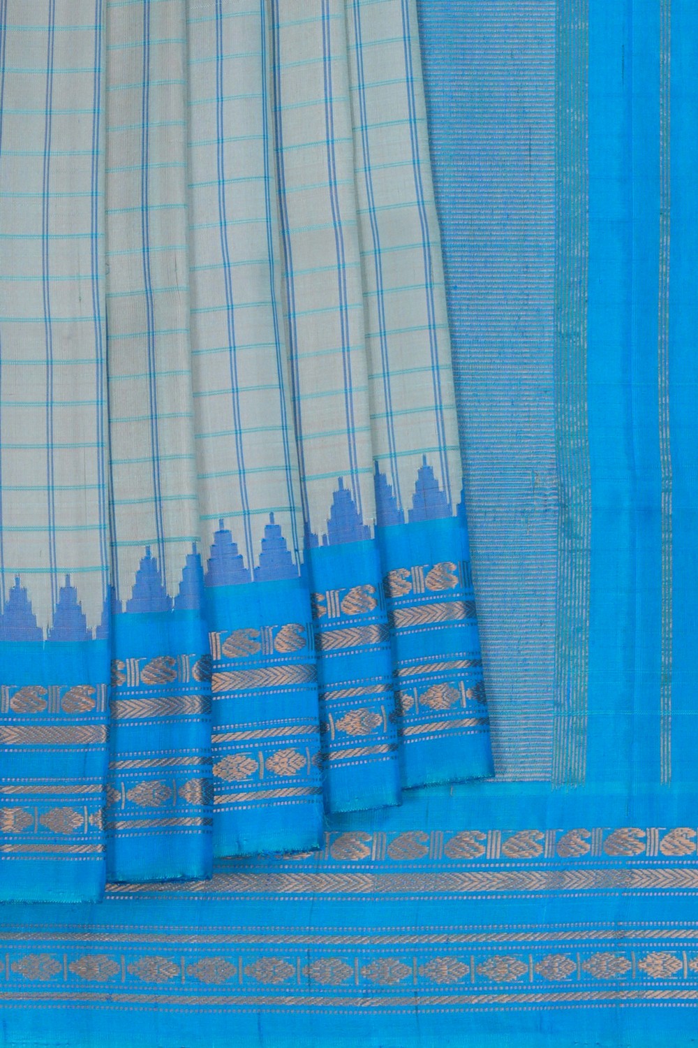 Image of Gadwal Silk Pastel Blue Saree