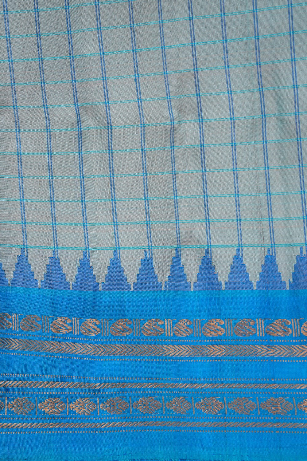 Image of Gadwal Silk Pastel Blue Saree
