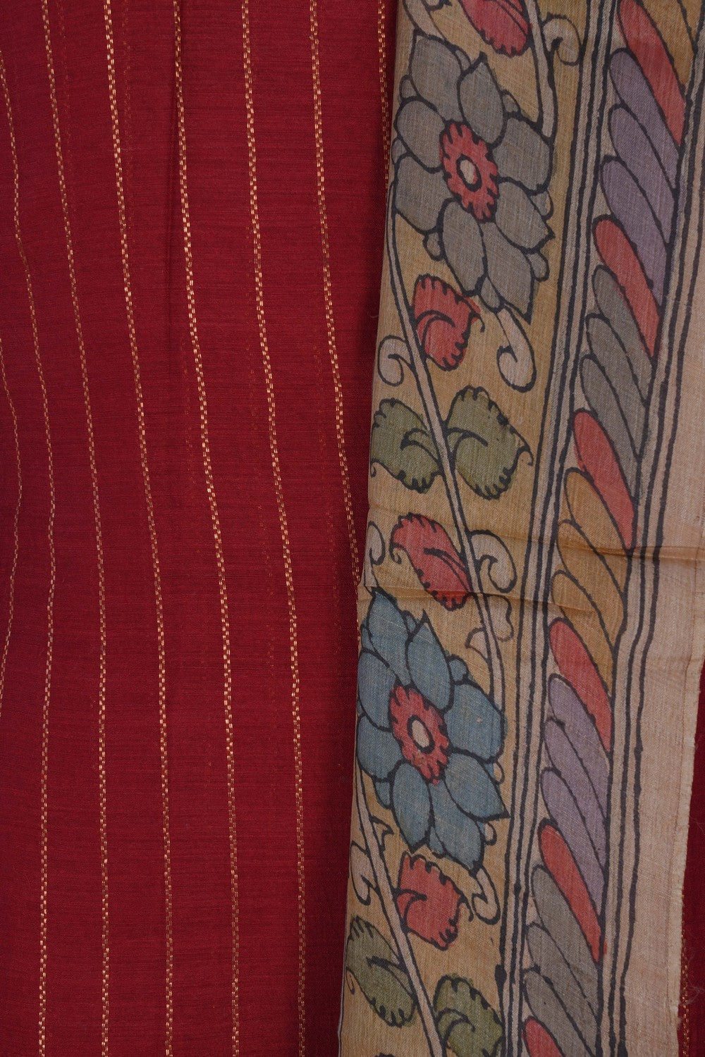 Image of Kalamkari Unstitched Suit Set Fabric (3 Pcs Set)