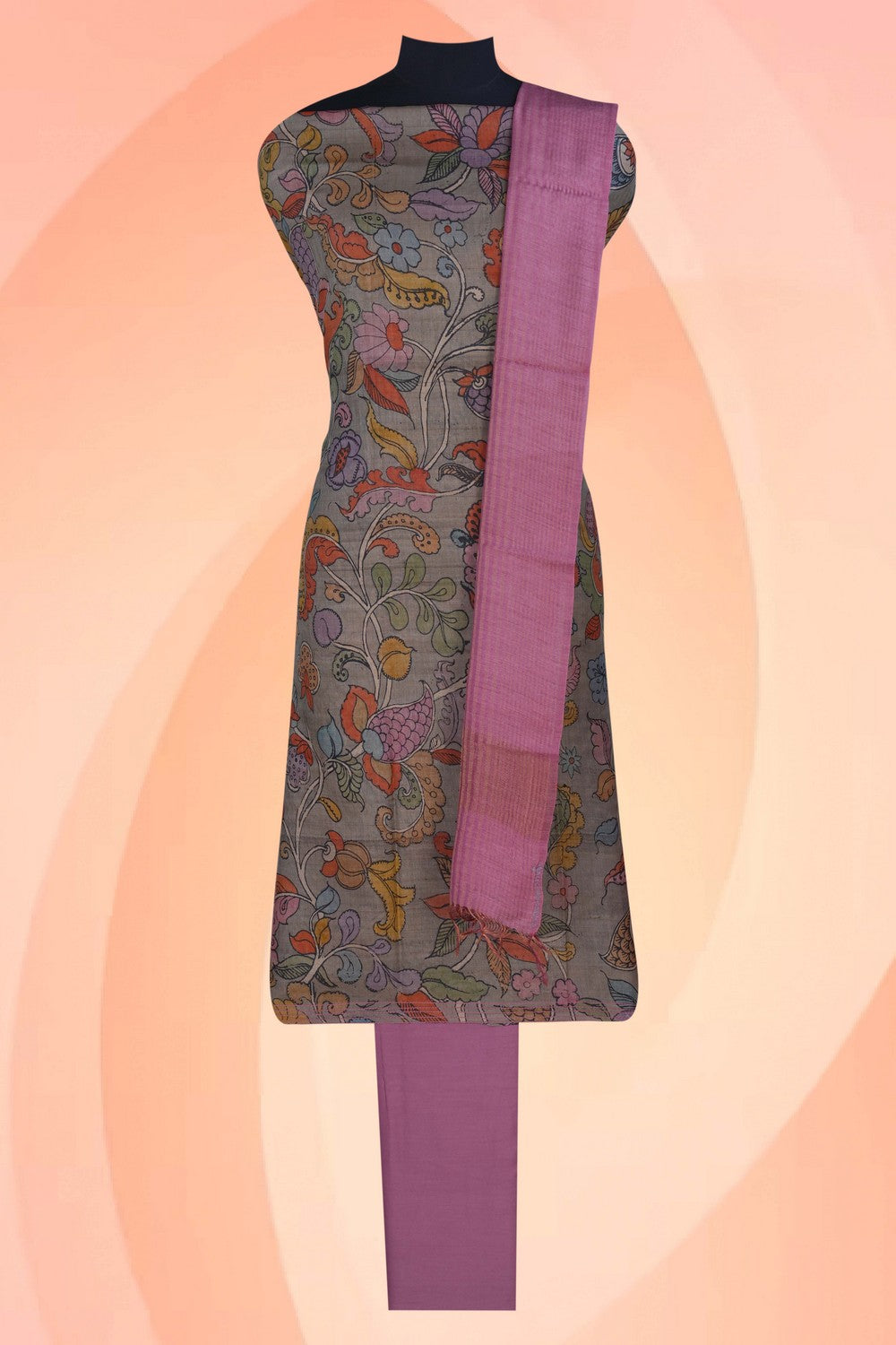 Image of Kalamkari Unstitched Suit Set Fabric (3 Pcs Set)