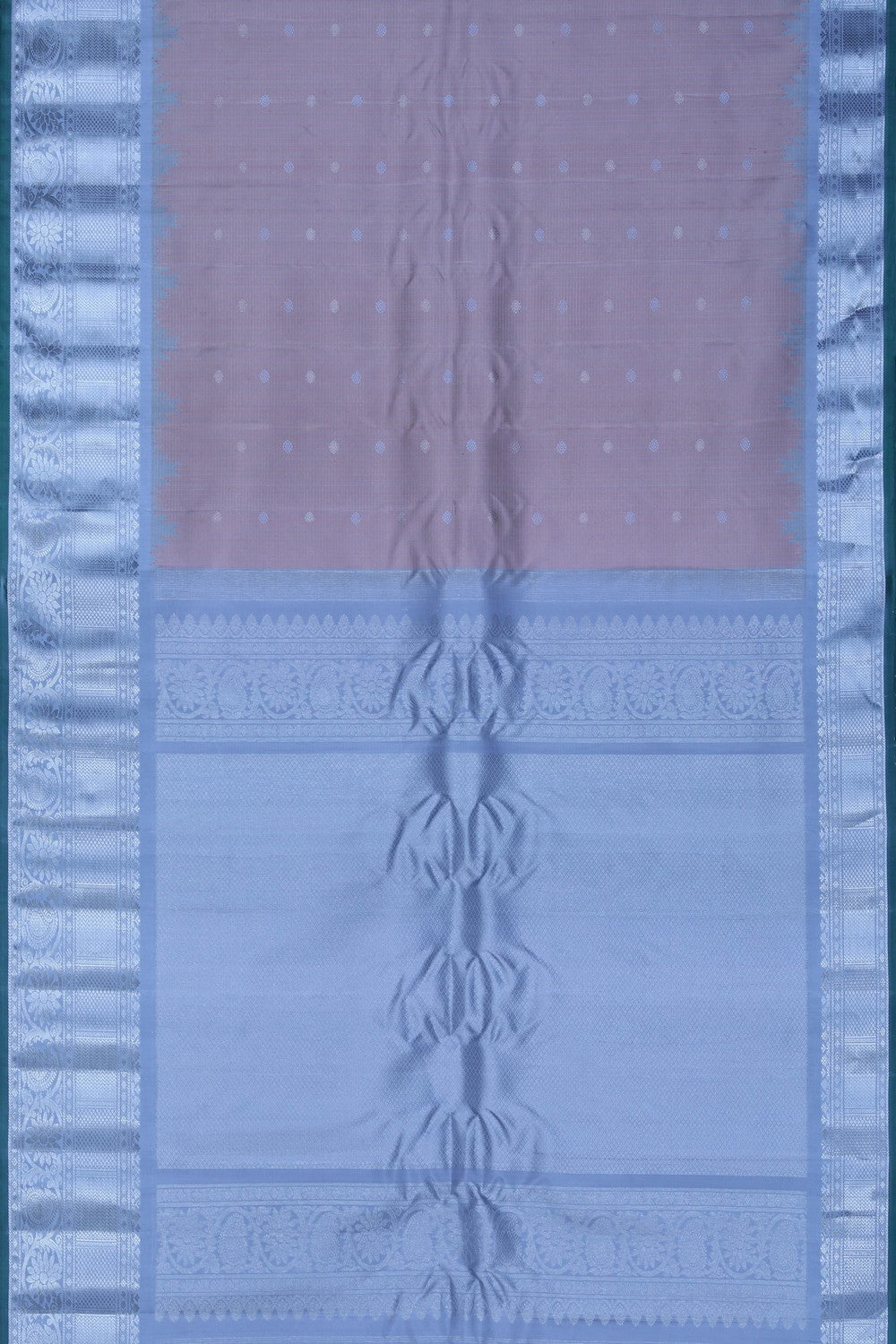 Image of Gadwal Silk Kattam Peach Saree