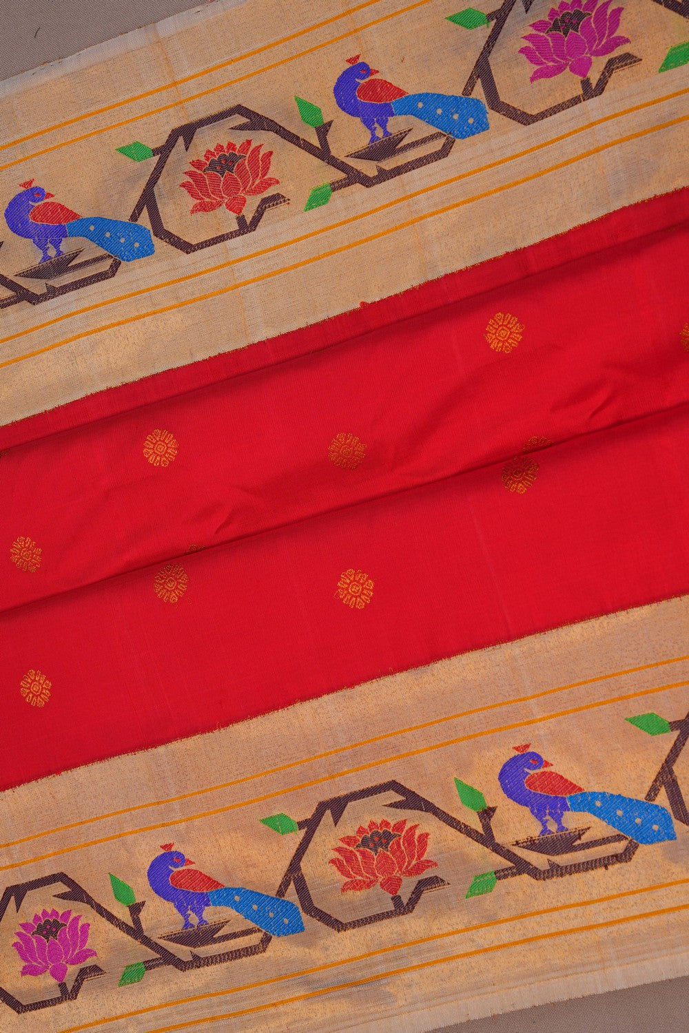 Image of This Paithani-Inspired Gadwal Red Saree