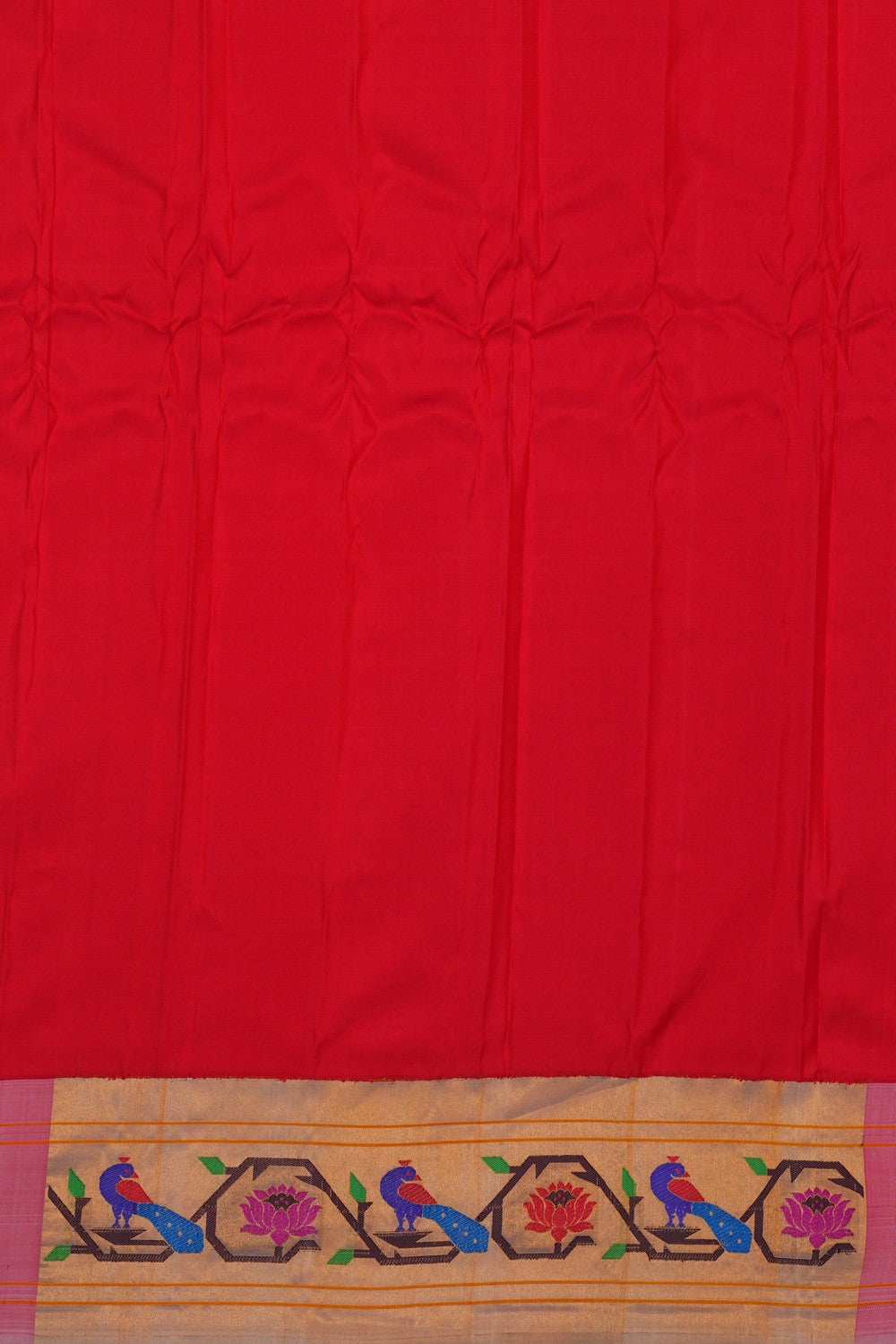 Image of This Paithani-Inspired Gadwal Red Saree