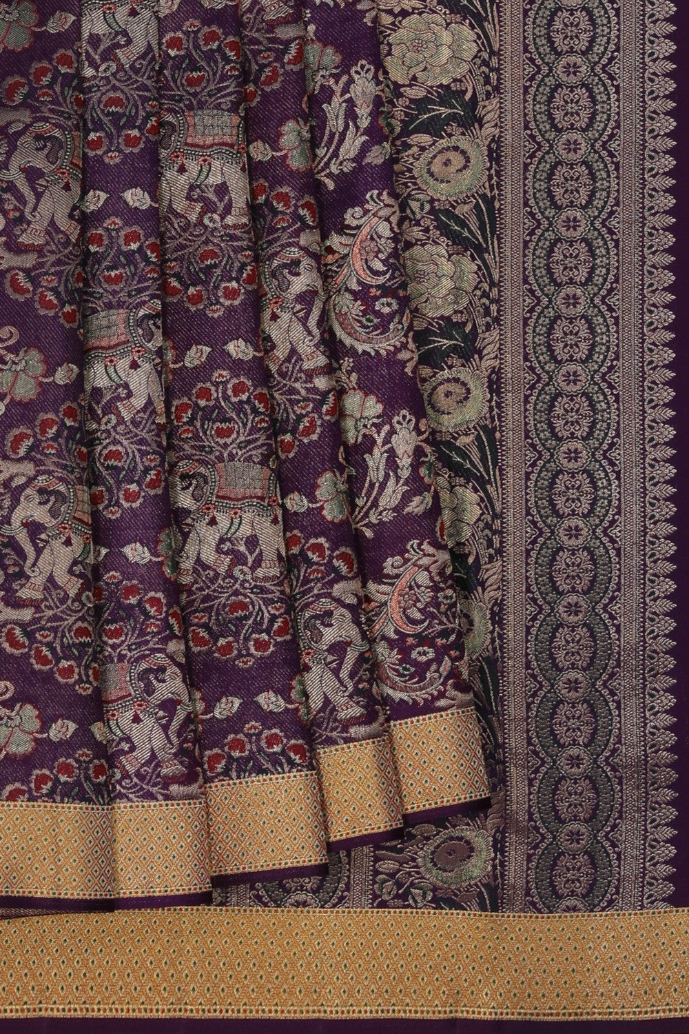 Image of A Regal Purple Tissue Brocade Kanchipattu Saree