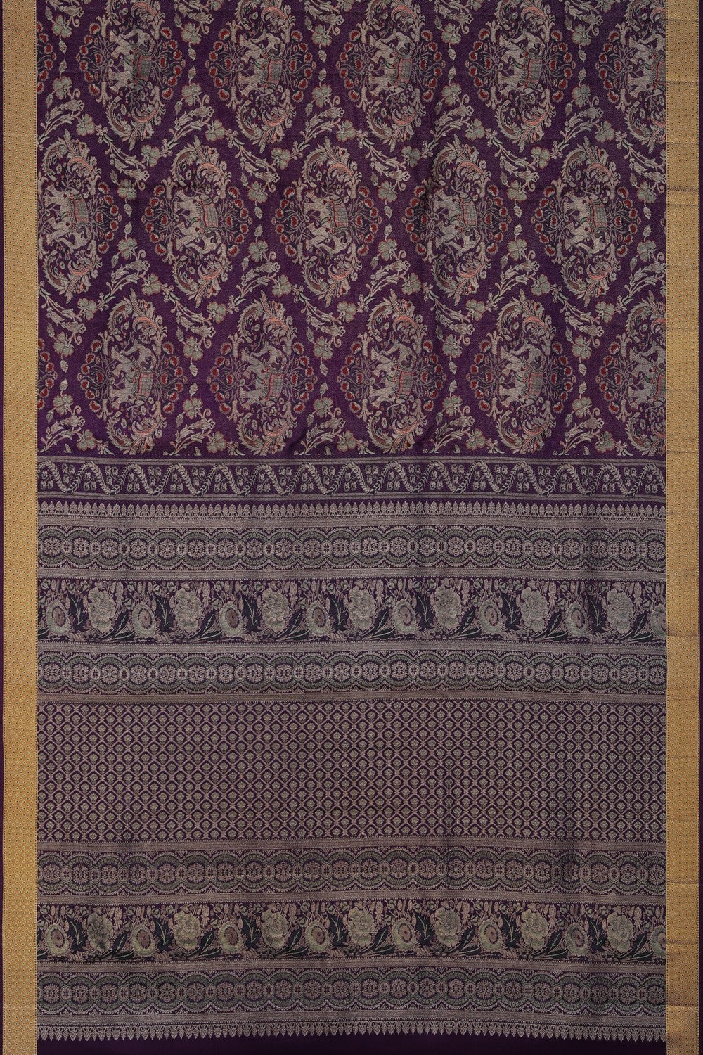 Image of A Regal Purple Tissue Brocade Kanchipattu Saree