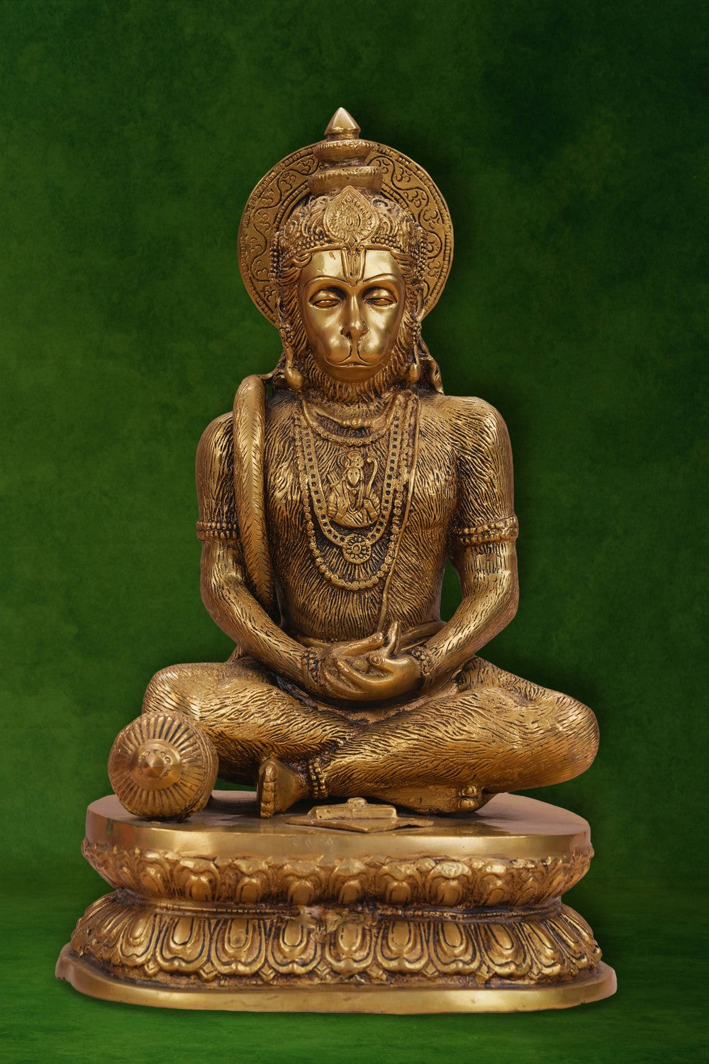 Image of A brass Hanuman in a Dhyana Mudra