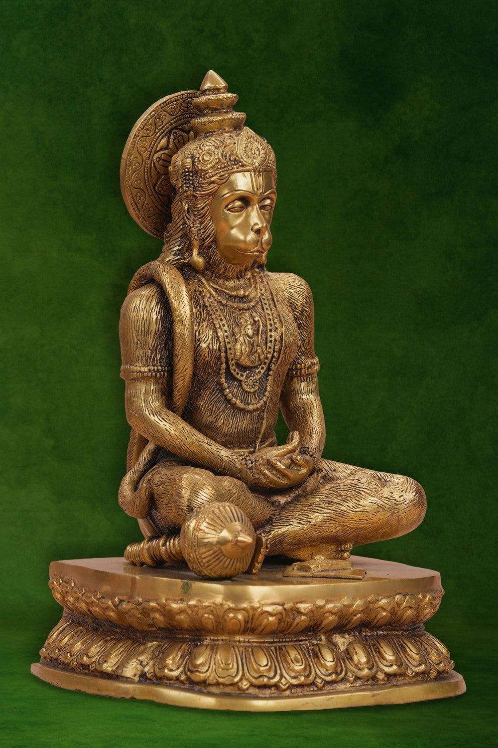 Image of A brass Hanuman in a Dhyana Mudra