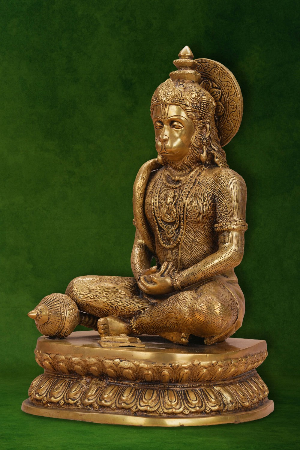 Image of A brass Hanuman in a Dhyana Mudra