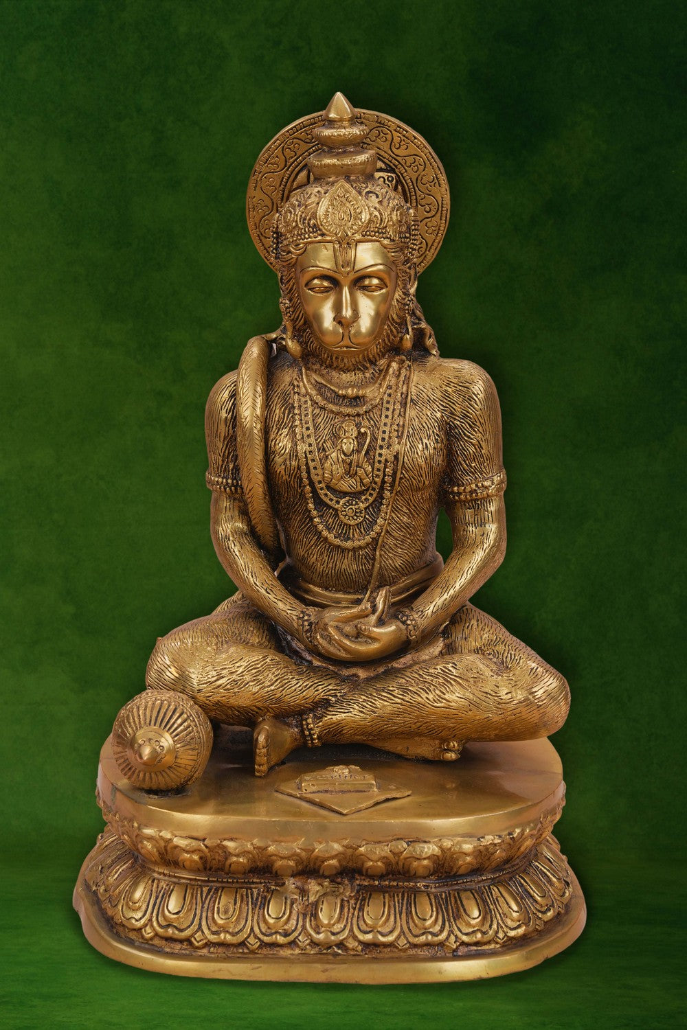 Image of A brass Hanuman in a Dhyana Mudra
