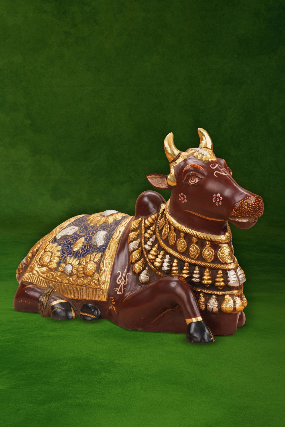 Image of Brass Nandi with painting work