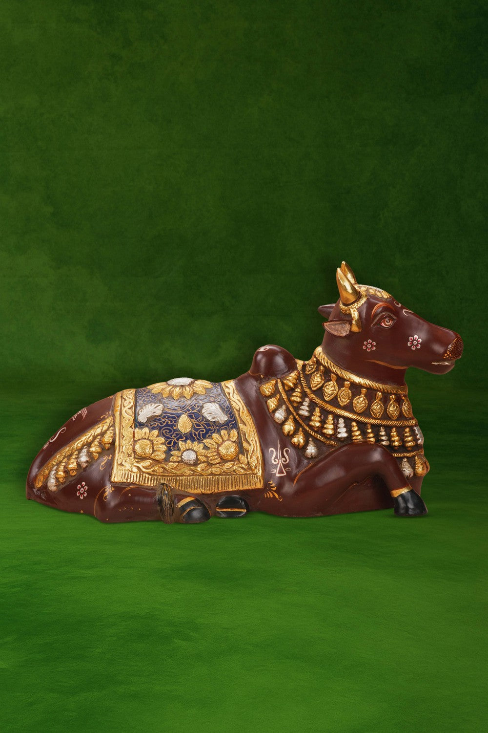 Image of Brass Nandi with painting work