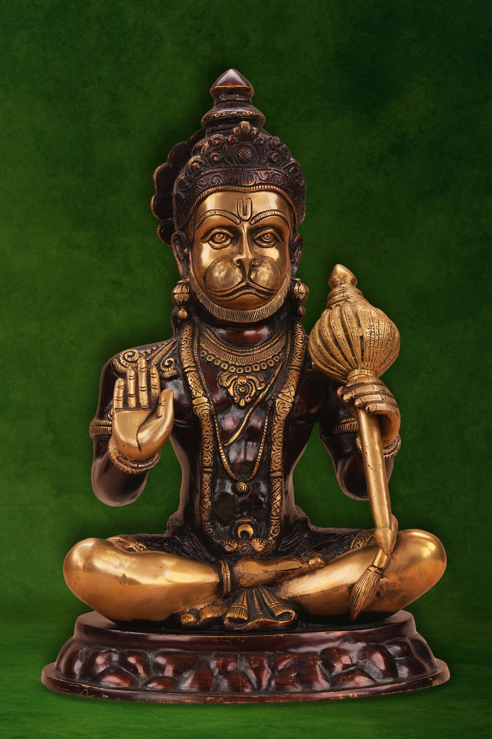Image of A brass Hanuman in Abhaya Mudra
