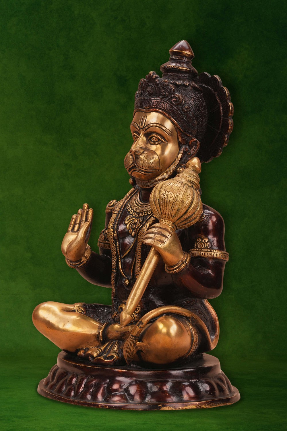 Image of A brass Hanuman in Abhaya Mudra