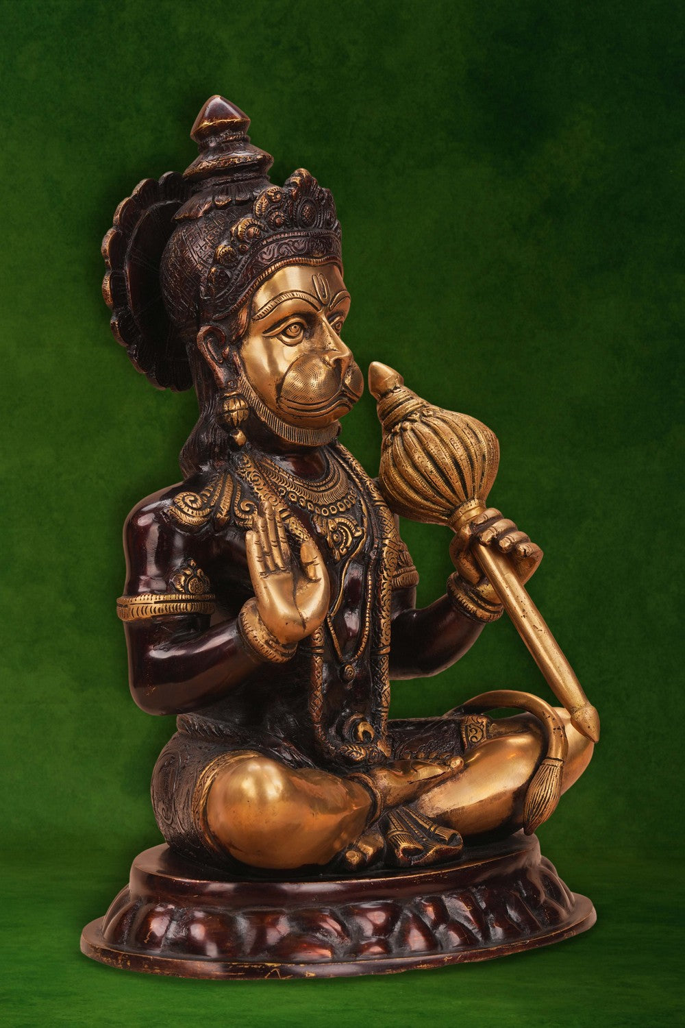 Image of A brass Hanuman in Abhaya Mudra