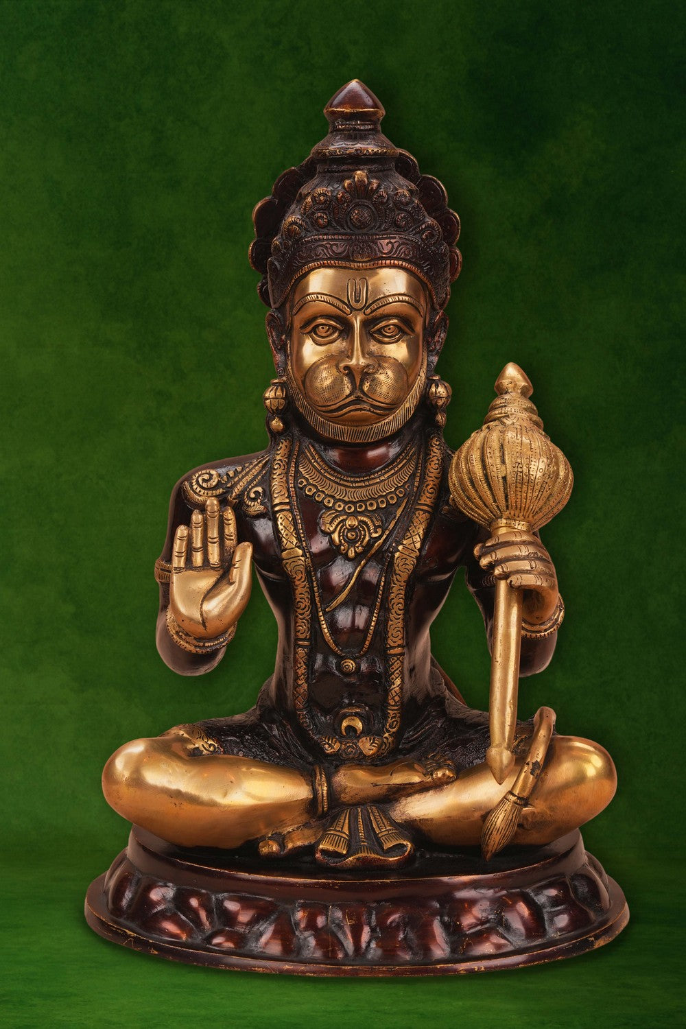 Image of A brass Hanuman in Abhaya Mudra