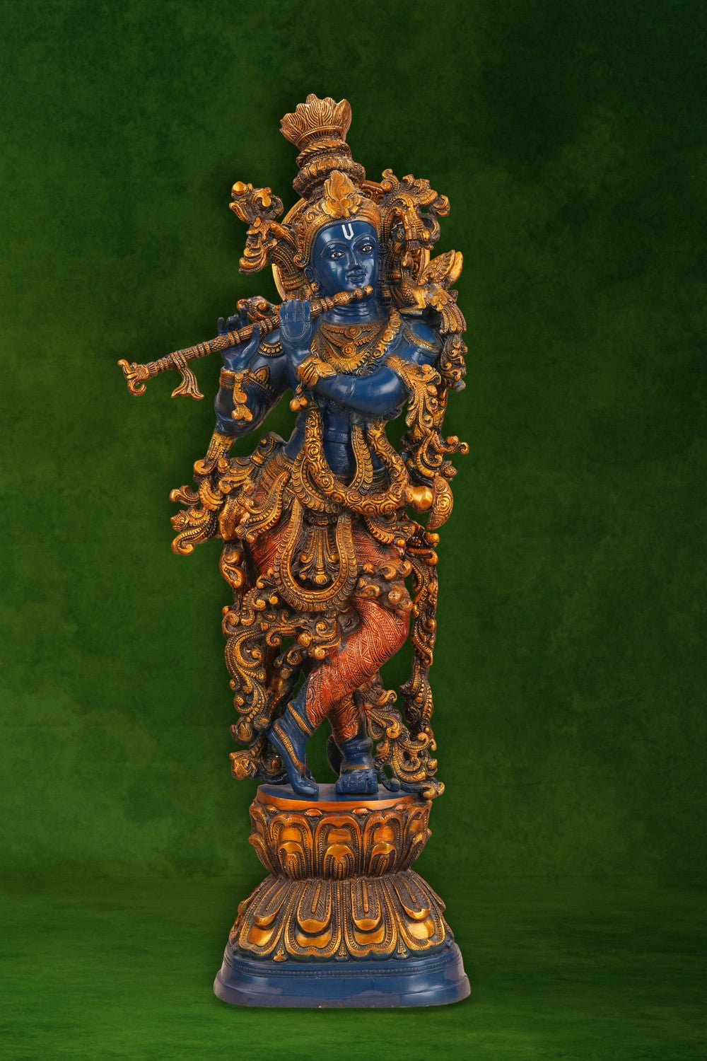 Image of A brass Krishna playing the flute