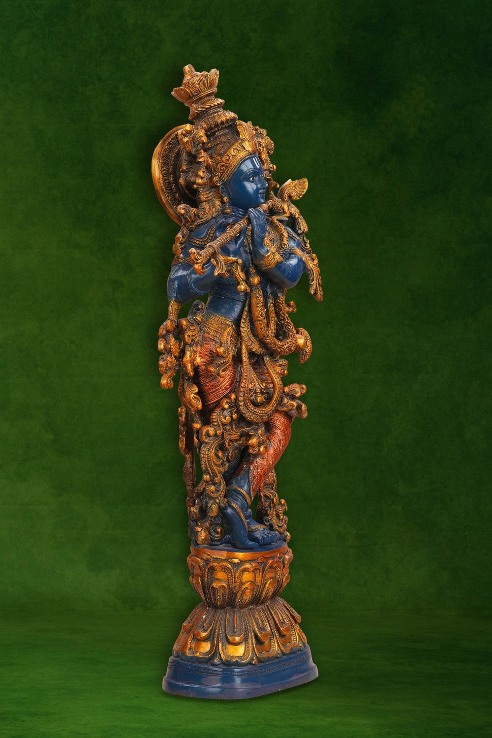 Image of A brass Krishna playing the flute