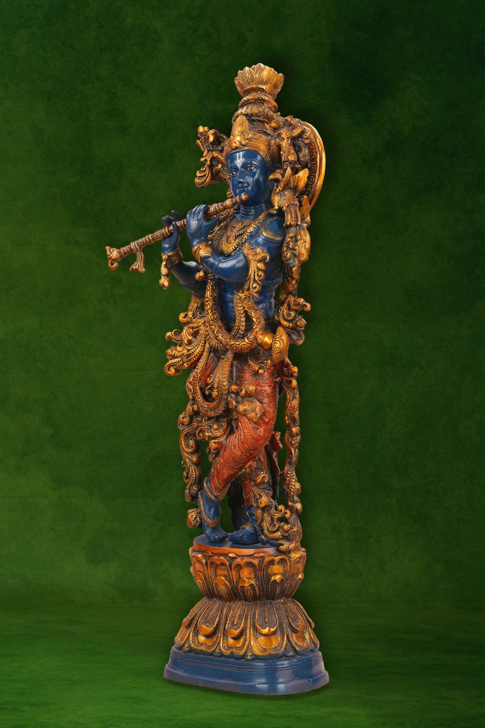 Image of A brass Krishna playing the flute