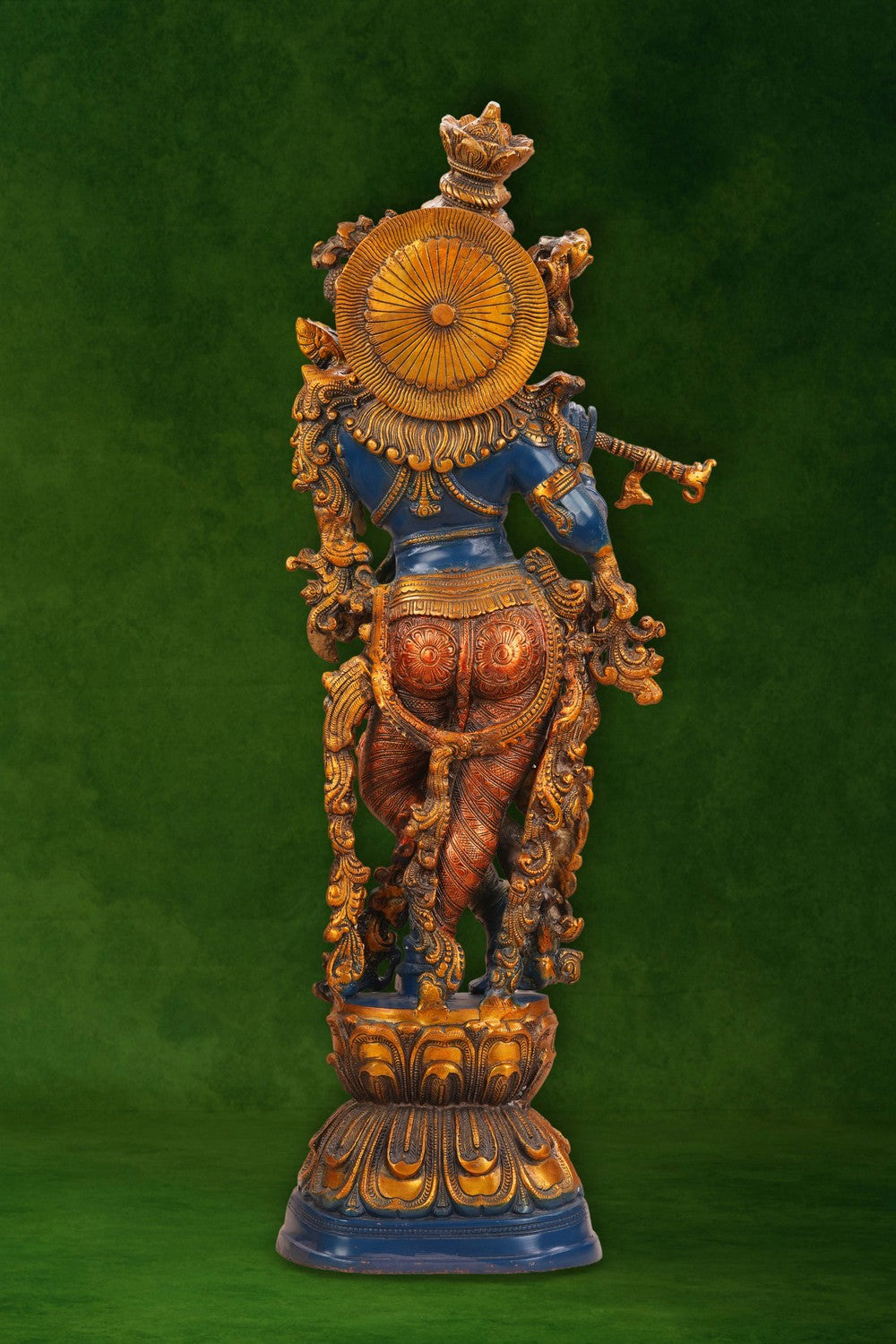 Image of A brass Krishna playing the flute
