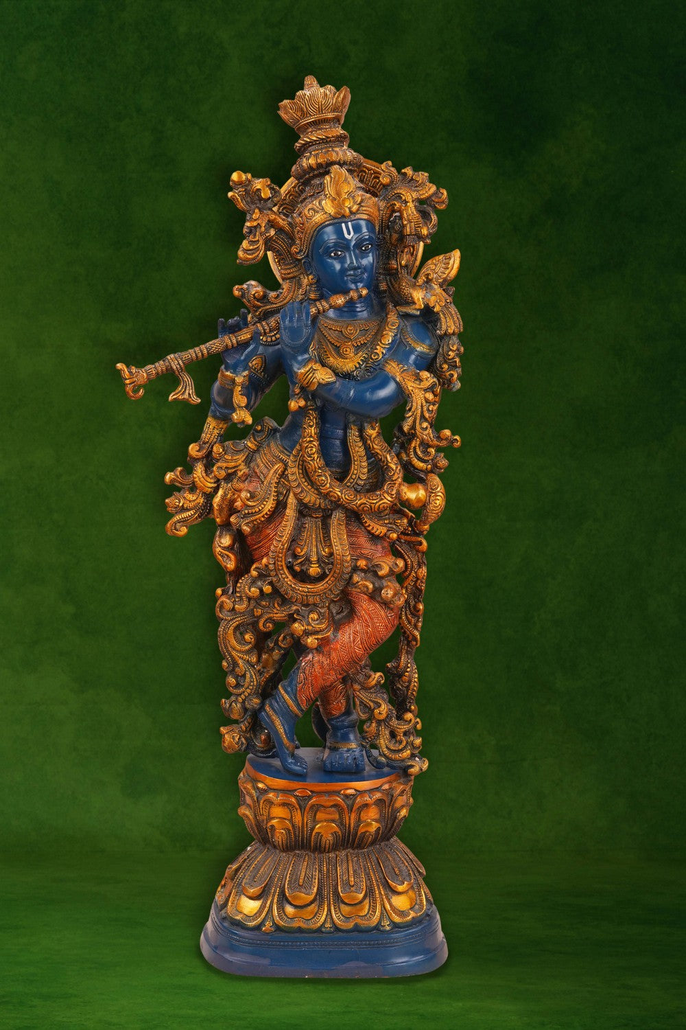 Image of A brass Krishna playing the flute