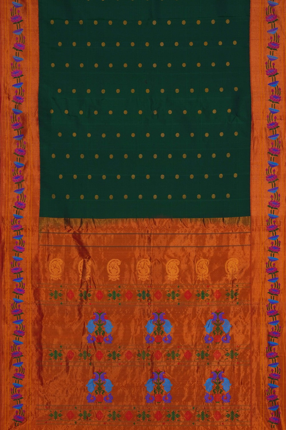 Image of This Paithani-Inspired Gadwal Green Saree