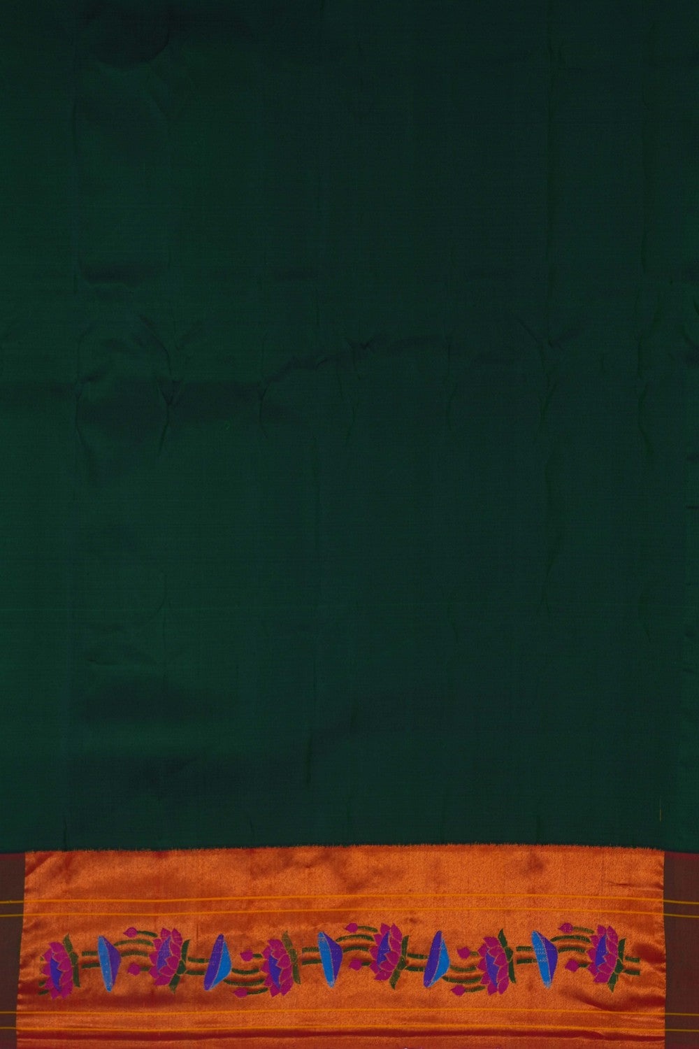 Image of This Paithani-Inspired Gadwal Green Saree