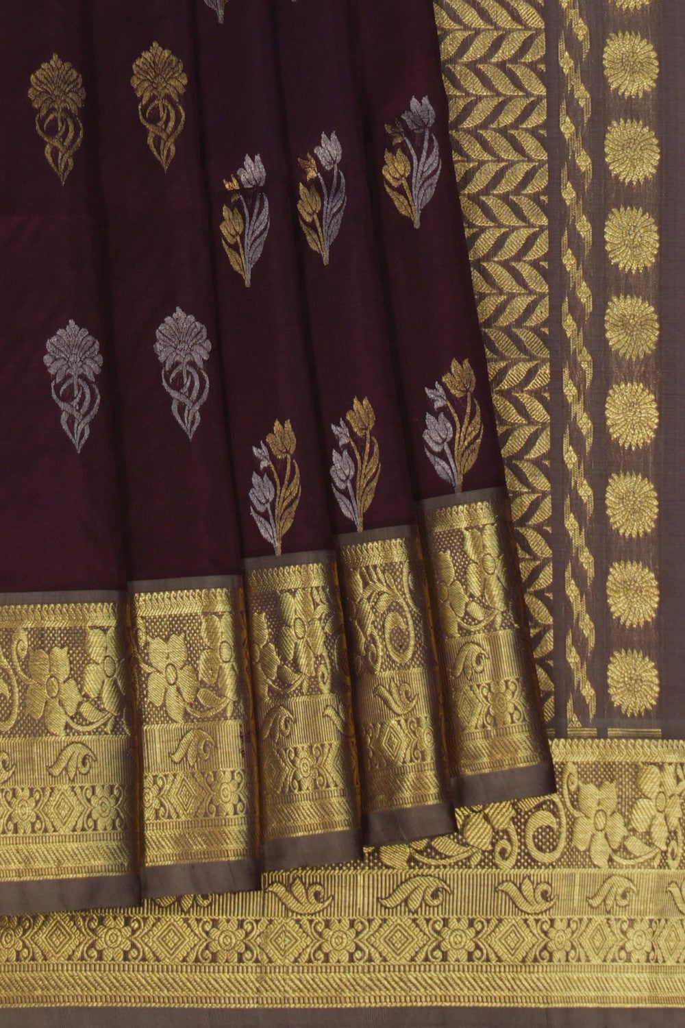Image of Venkatagiri Silk Brown Saree