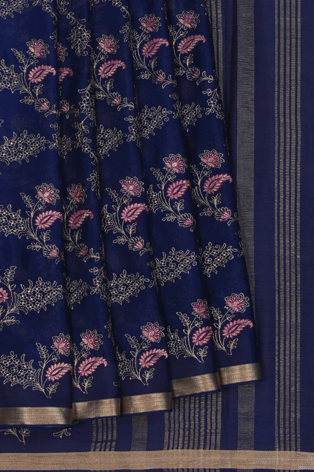 Image of Binny Crepe Navy Blue Saree