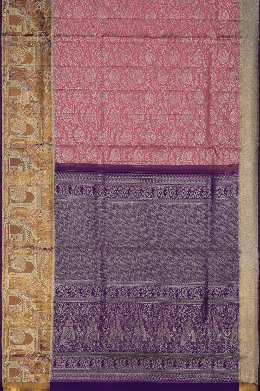 Image of Kanchi Silk Tissue Brocade Pink Saree