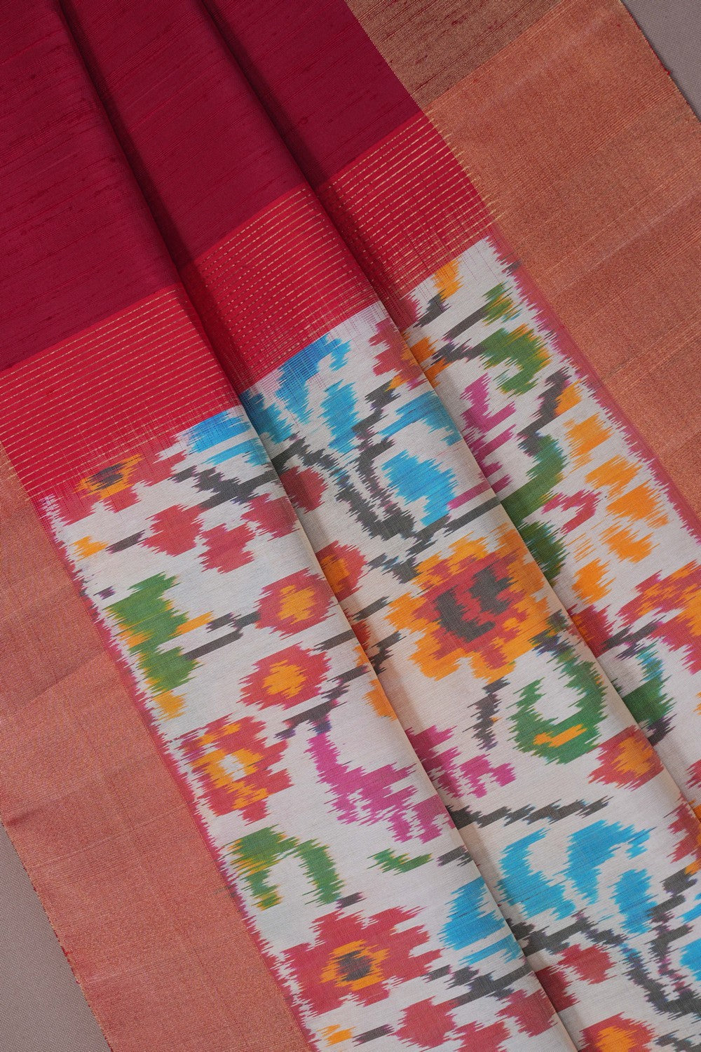 Image of Dupion Silk Red Saree