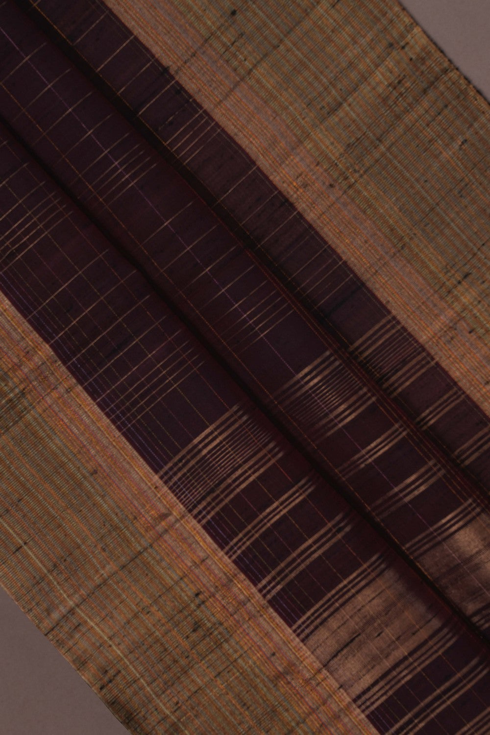 Image of Dupion Silk Coffee Brown Saree