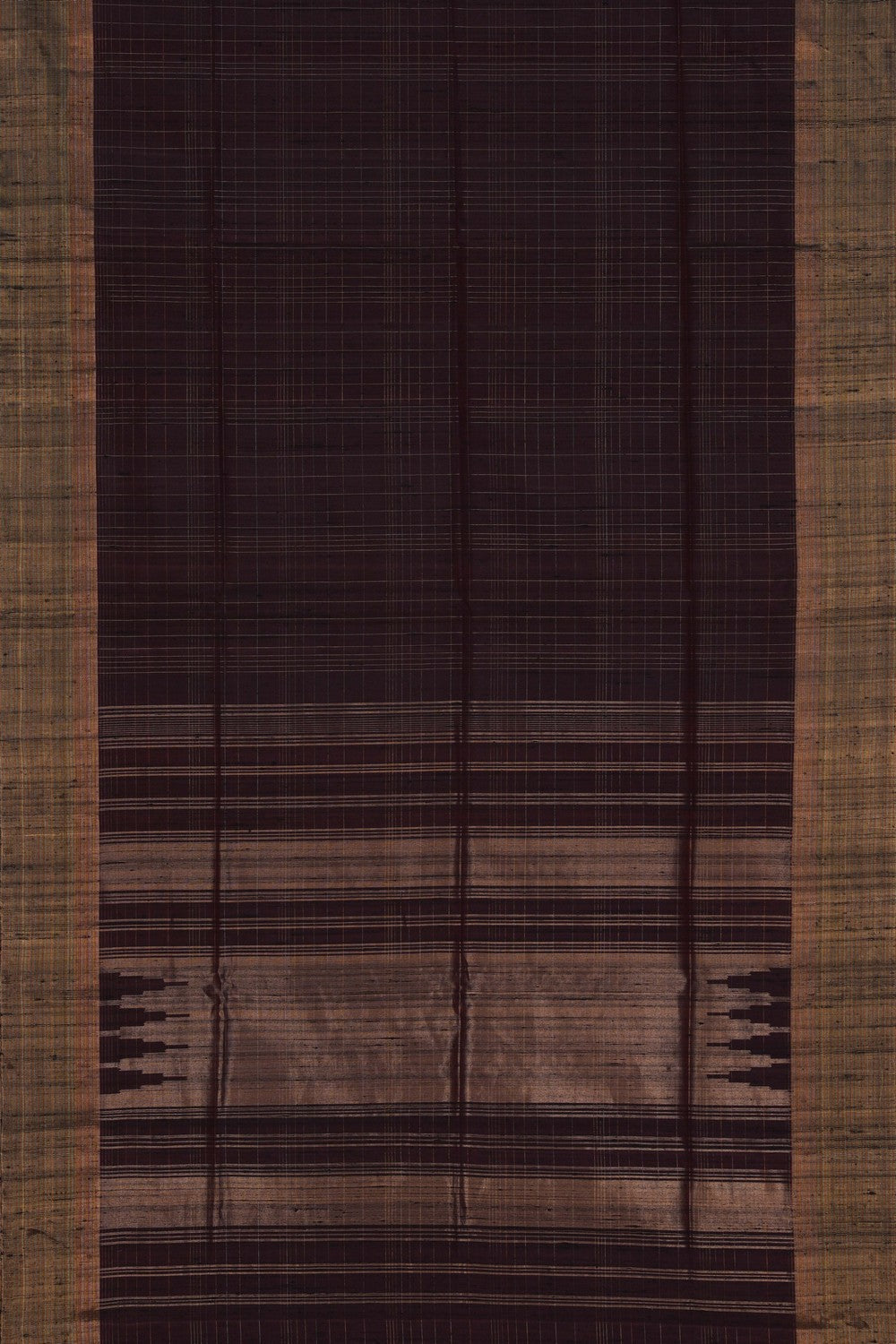 Image of Dupion Silk Coffee Brown Saree