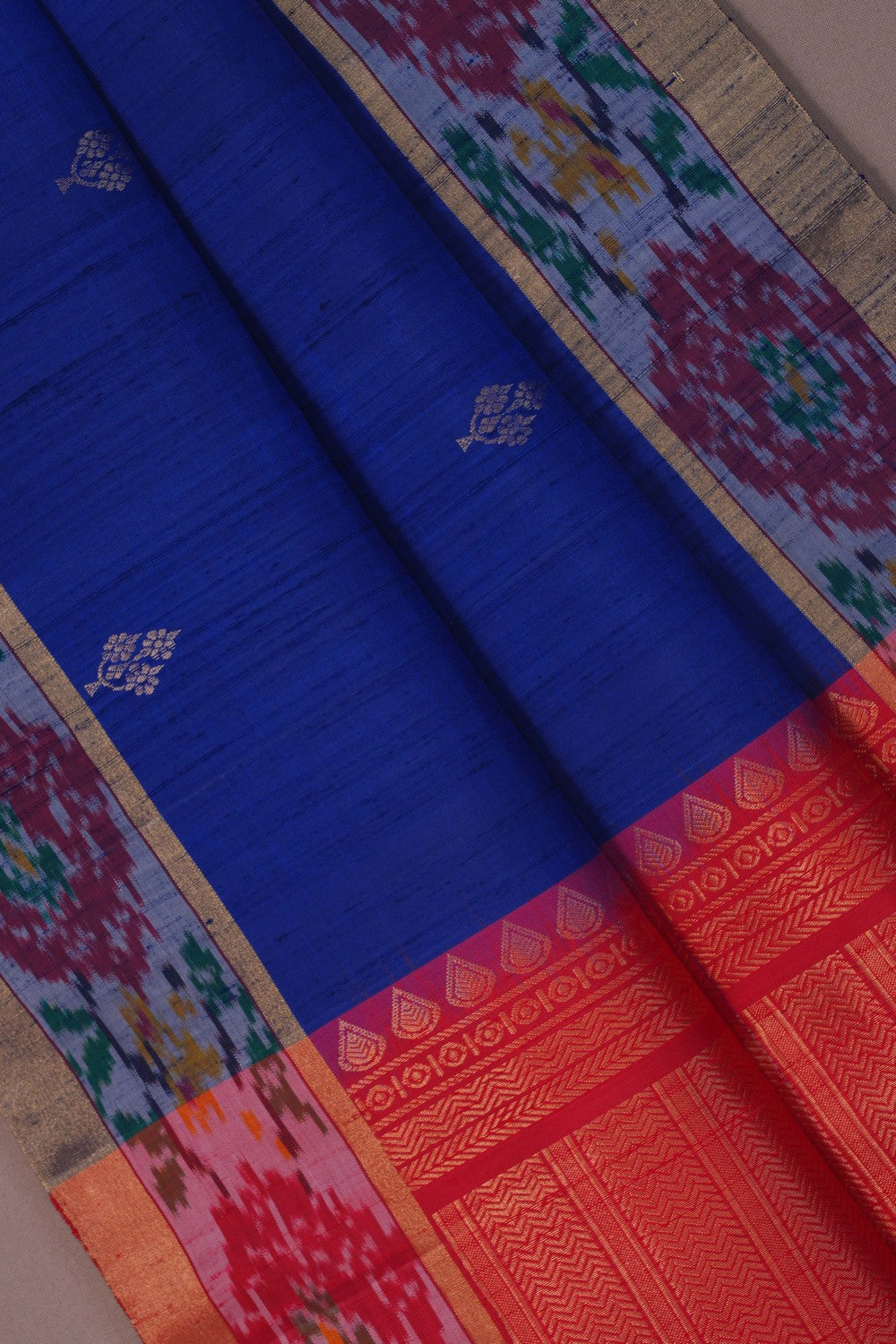 Image of Dupion Silk Royal Blue Saree