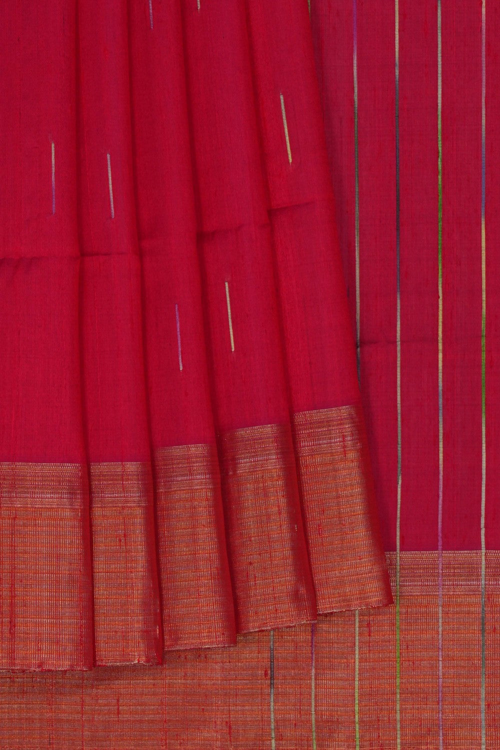 Image of Dupion Silk Red Saree