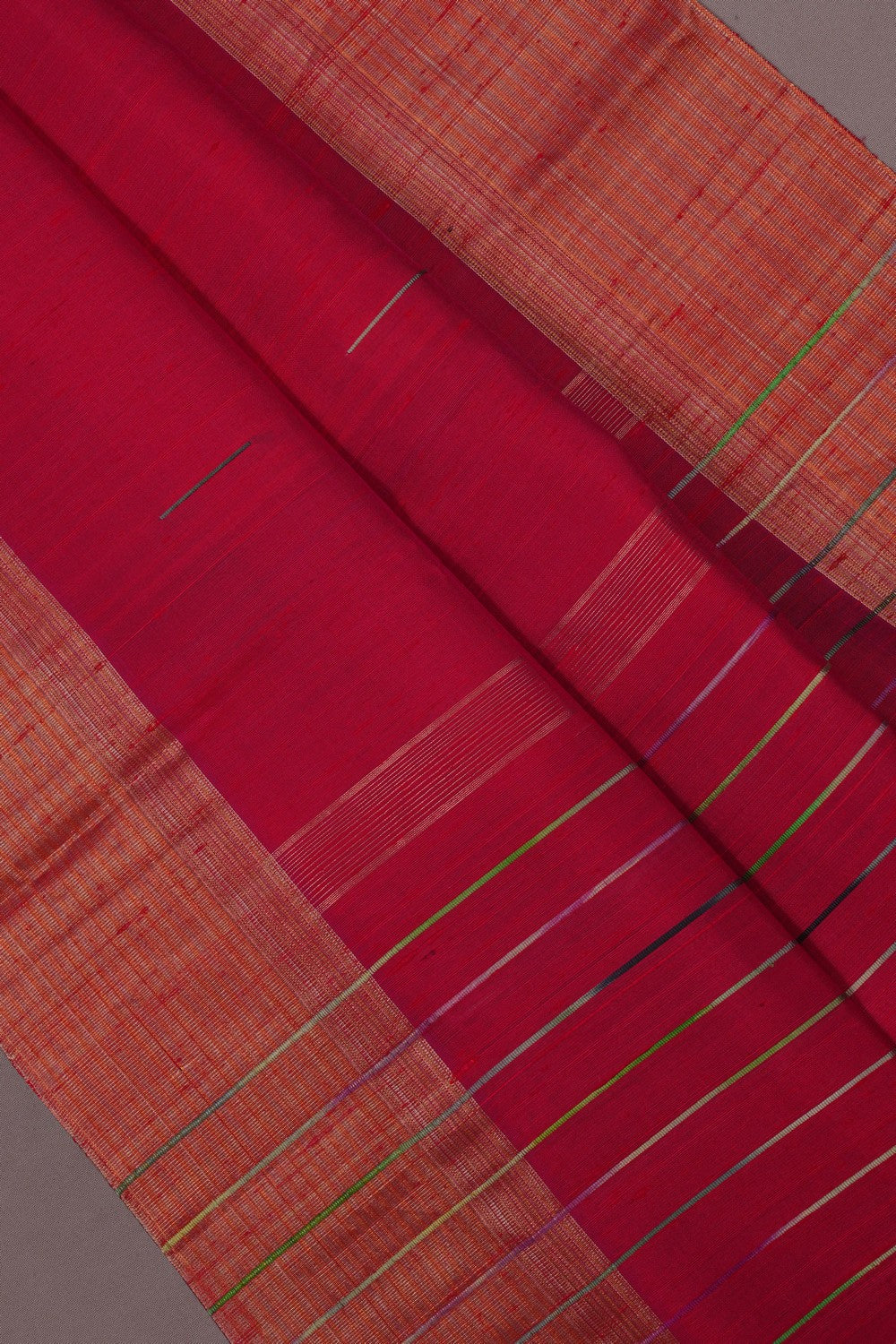 Image of Dupion Silk Red Saree