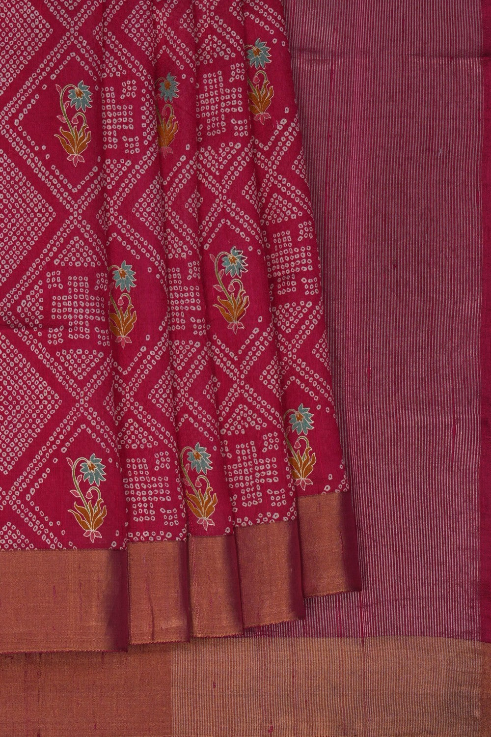 Image of Dupion Silk Red Saree
